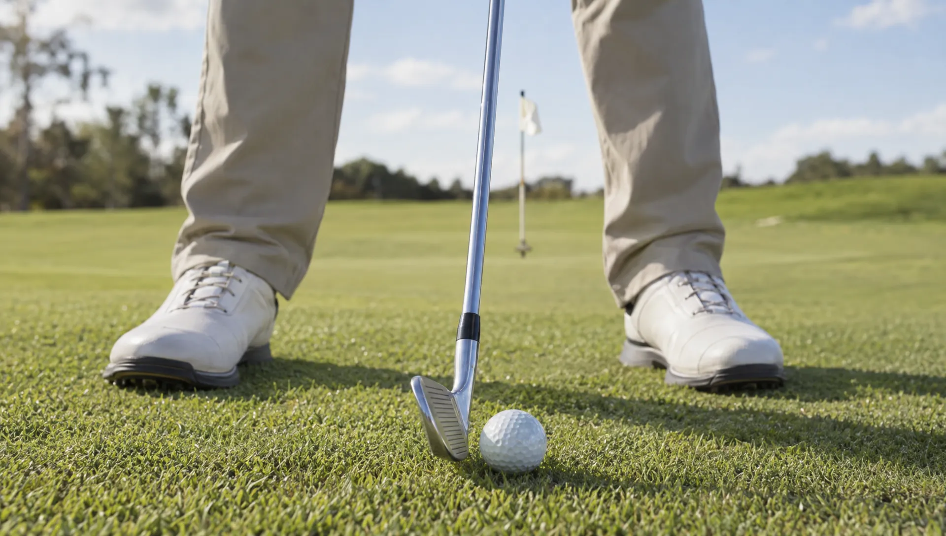 7 Golf Blog Resources to Help You Practice Smarter A golfer lines up an iron beside the ball, focusing on consistent contact during a measured practice session.