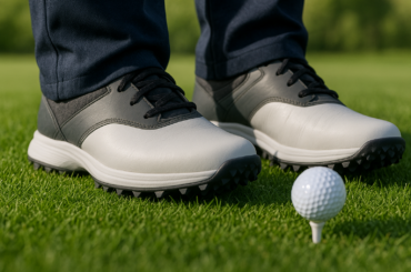 best golf shoes on fairway grass with clear tread detail
