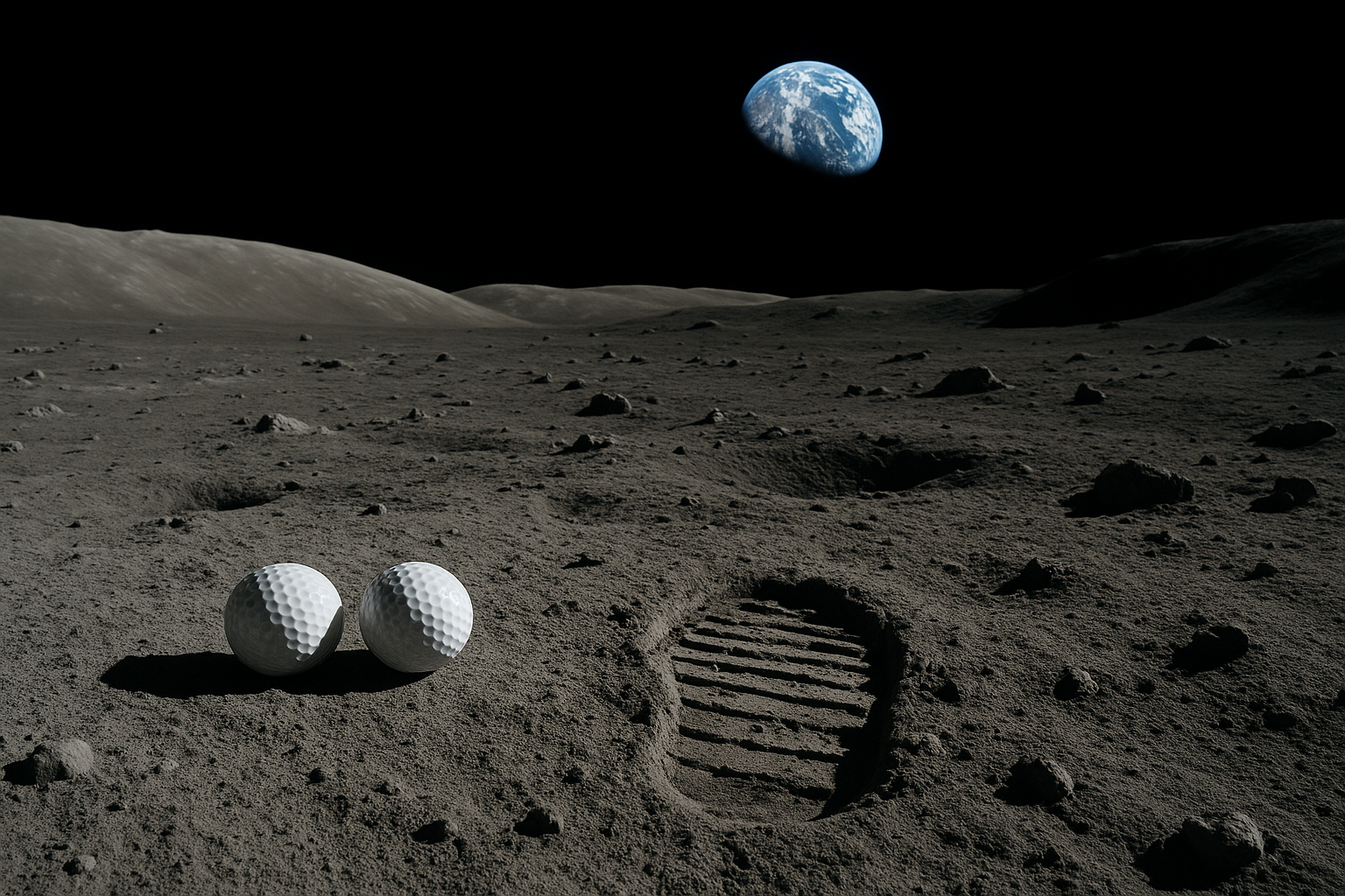 How Many Golf Balls Are on the Moon? The Surprising Story Behind Lunar Golf Golf balls on the moon surface from Apollo 14 mission showing lunar terrain and Earth in background