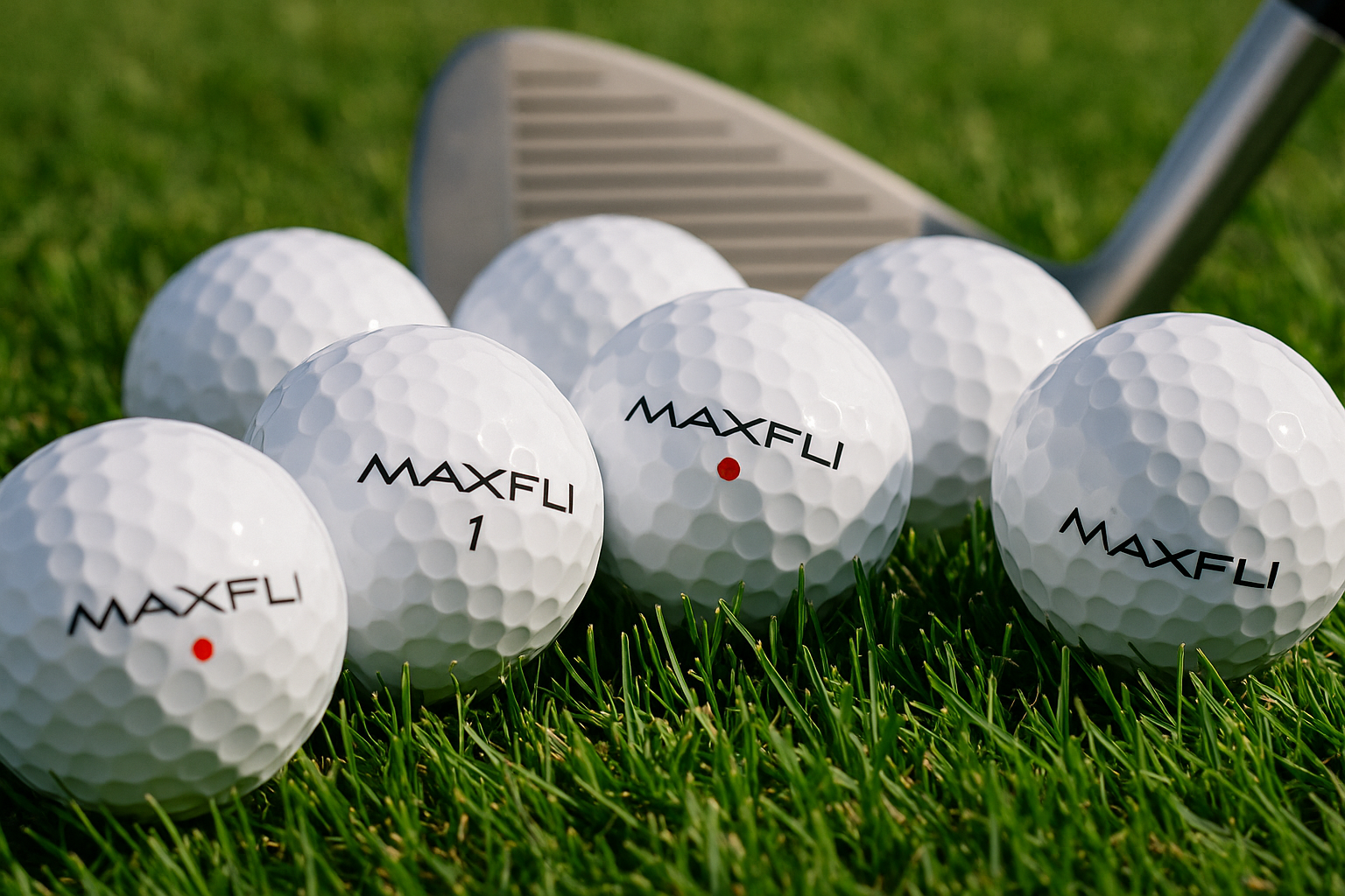 Maxfli Golf Balls Review: Complete Guide to Tour, StraightFli & SoftFli Models Maxfli golf balls on grass showing brand logo and dimple pattern for review comparison